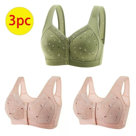 Crunowin Women s Front Closure Bra 3 Pack  Breathable Lingerie Plus Size Push Up Wire Free Comfort Everyday Underwear Green M