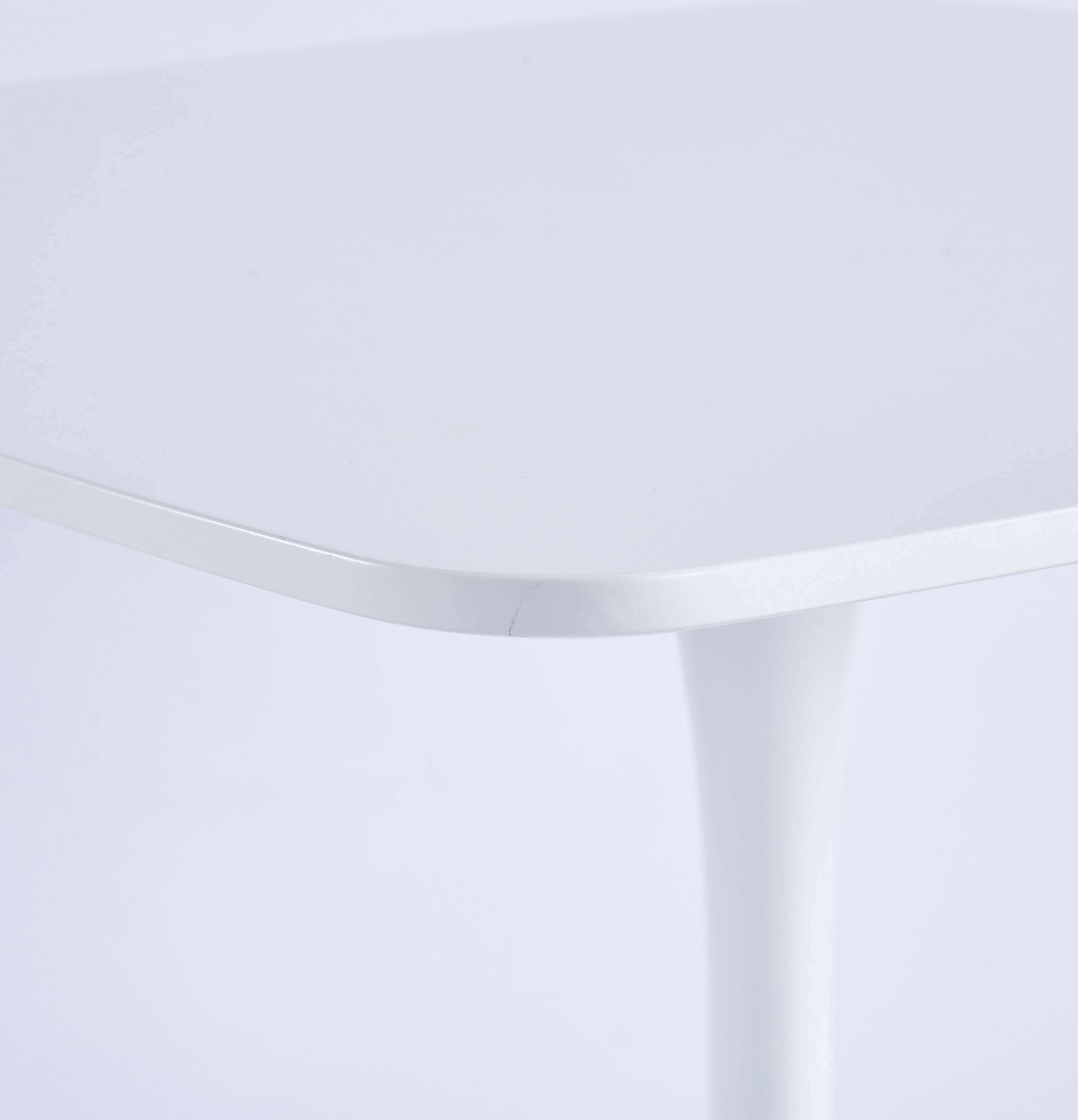 Euroco 23.6" Small Dinning Table for 2 ,Mid-Century Tulip Table with Metal Pedestal Base,Modern Leisure Table for Small Space Kitchen Dining Room,White