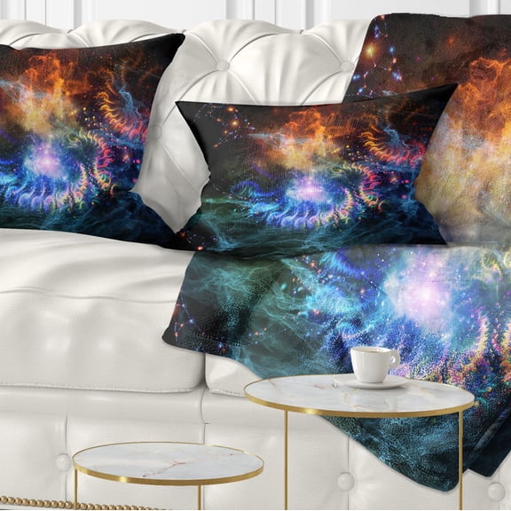 Designart Flame Lights of Network - Abstract Throw Pillow - 12x20