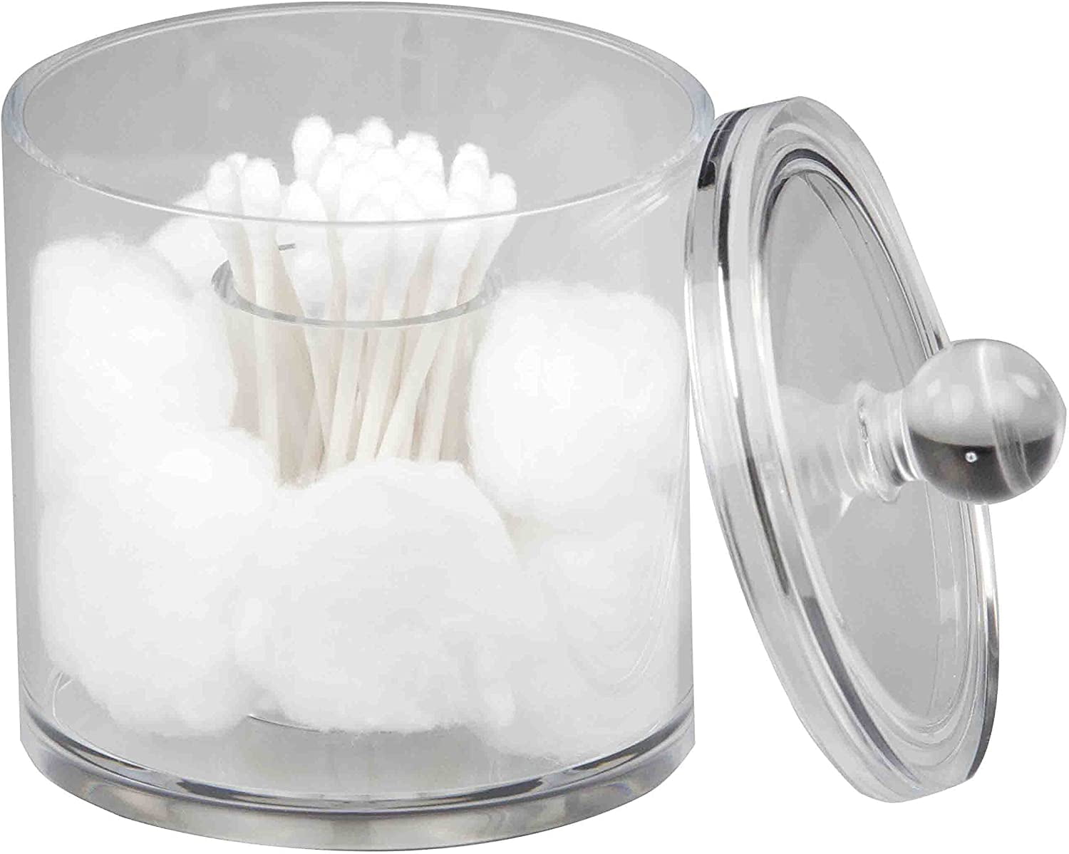 Fymlhomi Acrylic Cotton Ball and Swab Holder, Qtip Storage Organizer