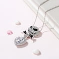 thumbnail image 2 of Jeulia Jack Skellington and Sally Necklace 925 Sterling Silver The nightmare before Chirstmas Heart Pendant Necklace Skull Spider Skeleton Tarantula Halloween Jewelry Romantic Jewelry Gift, 2 of 6