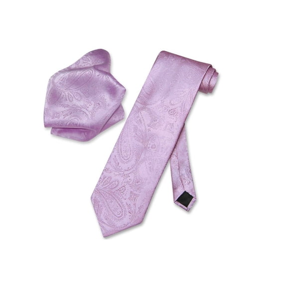 Vesuvio Napoli Lavender PAISLEY NeckTie Handkerchief Matching Men's Neck Tie Set