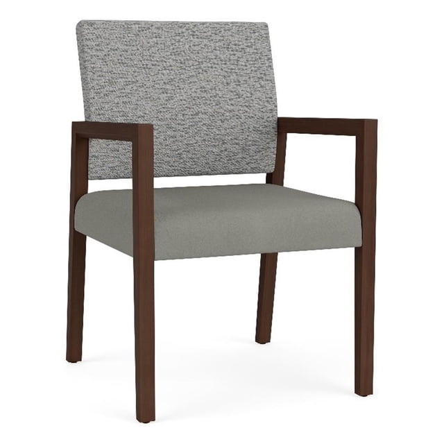 Pemberly Row Waiting Reception Guest Chair Wood Frame in Gray