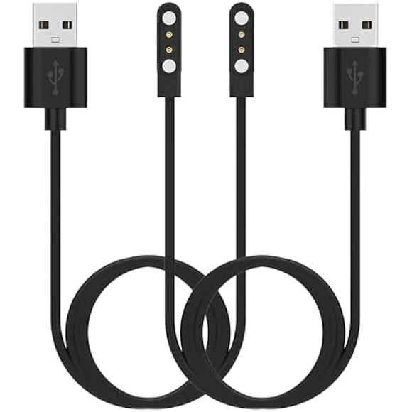 xixishop Smart Watch Chargers Compatible for FITVII HM78 HM68 HM58 HM57 H56, Iaret I18, Morepro HM57 HM78, Parsonver SR1 Replacement Charging Cable 60cm, 2Pack (Black&Black)