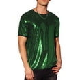 thumbnail image 4 of INSPIRE CHIC Men's T-Shirts Sequin Short Sleeve Crew Neck Nightclub Party T-Shirts S Green, 4 of 6
