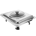 thumbnail image 2 of MasteelfCA Buffet Server Stainless Steel Buffet Dish Tray Rectangular Canteen Basin with Cover, 2 of 8