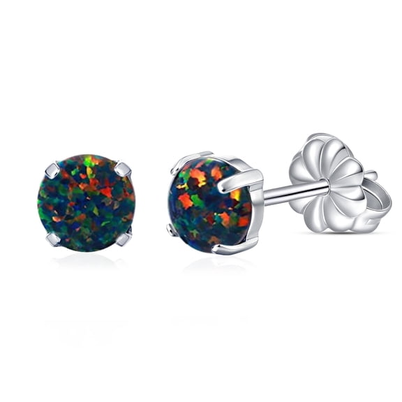 Titanium Stud Earrings for Women Men | Hypoallergenic, Implant Grade Surgical Steel | Black Opal Earring Studs for Sensitive Ears