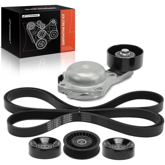 A-Premium Engine Serpentine Drive Belt Kit with Tensioner & Idler Pulley Compatible with Ford 2004 F-150, 2005-2006 Expedition, 2005-2006 Mustang & Lincoln 2005-2006 Navigator, V8 4.6L 5.4L