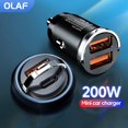 thumbnail image 2 of Olaf-cargador USB tipo C para coche, dispositivo de carga rápida QC3.0 tipo C PD, 200W, para iPhone, Xiaomi, Samsung y Huawei, 2 of 4