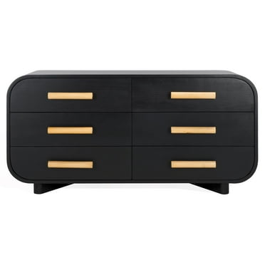 Safavieh Peterson Pine Wood Dresser in Black / Natural