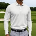 thumbnail image 2 of CCRFTGI Men' s Long Sleeve Polo Shirts Classic Soft Casual Collared Golf Shirt White 2XL, 2 of 6