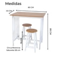 thumbnail image 3 of Barra Desayunador De Madera 2 Personas, Incluye Taburetes ELLEGANCE HOUSEWARE KT00545, 3 of 5