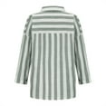 thumbnail image 7 of Elvqul Button up Shirts for Women Tops for Women Summer Striped Collared Army Green 3/4 Sleeve Shirt, 7 of 7