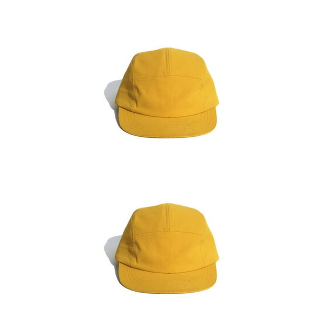 Ruiboury Panel Adjustable Short Baseball Cap Casual Panel Peak Hat Dad Casual Yellow 2Set