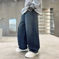 thumbnail image 6 of TOWED22 Boys Baggy Jeans for Kids Teen Casual Straight Wide Leg Cargo Jeans Y2K Loose Elastic Waist Denim Pants Trousers with Pockets(Blue,12-14 Y), 6 of 7