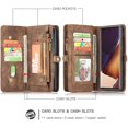 thumbnail image 3 of Samsung Note 20 Ultra Leather Wallet Detachable Zipper Case 11 Card Slots Holder Note 20 Ultra Flip Magnetic case Handle Wrist Strap Shockproof Pocket Handbag for Man Woman (Brown), 3 of 7