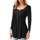 thumbnail image 2 of Blusa de manga larga con cuello en V y botones para mujer, 2 of 6