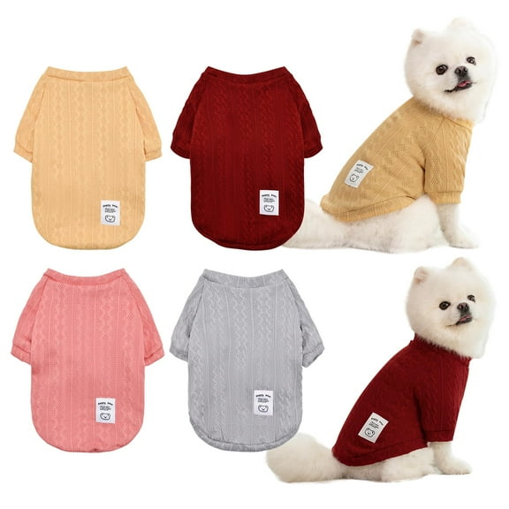 4 Pack Dog Knitted Sweater Dog Clothes for Small Medium Dogs, Warm Soft Puppy Kitten Dog Sweaters for Boy Girl Pet in Winter, Pet Cat Clothes Outfits Cold Weather Pullover for Chihuahua