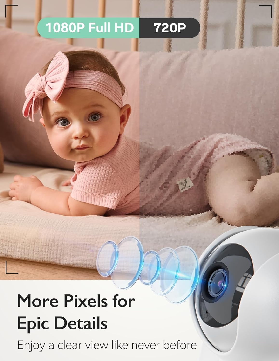 Momcozy Video Baby Monitor, 5.5” 1080P Full HD Baby Monitor with Camera No WiFi, Infrared Night Vision, 5800mAh 120-hrs Battery, ECO, VOX, 2-Way Audio, 1640ft Range, Record and Rewind Locally