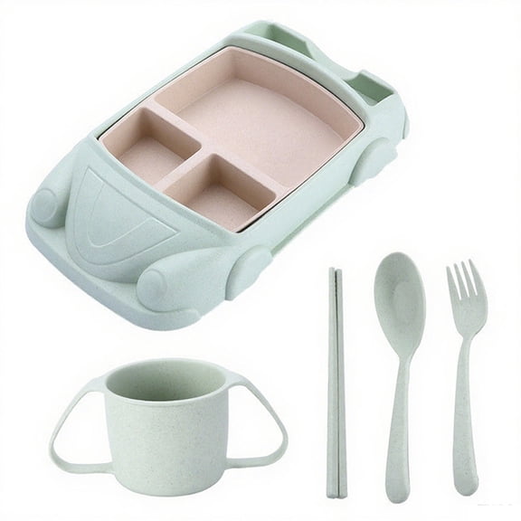 Car Shaped Tableware Set with Cutlery and Cup - for Kids' Dining Experiences at Home or Outdoor Events