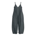 thumbnail image 5 of Costeam Womens Solid Color Adjustable Buckle Spaghetti Strap V Neck Zipper Jumpsuit with Side Pockets Slim Fit Full Length One Piece Pants, 5 of 5