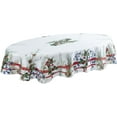 thumbnail image 2 of Pine Berry Provence Christmas Fabric Tablecloth, 60 x 84 Inch Oval, Holiday Pine Needles and Berries, French Country Winter Dining Table Cover, 2 of 6
