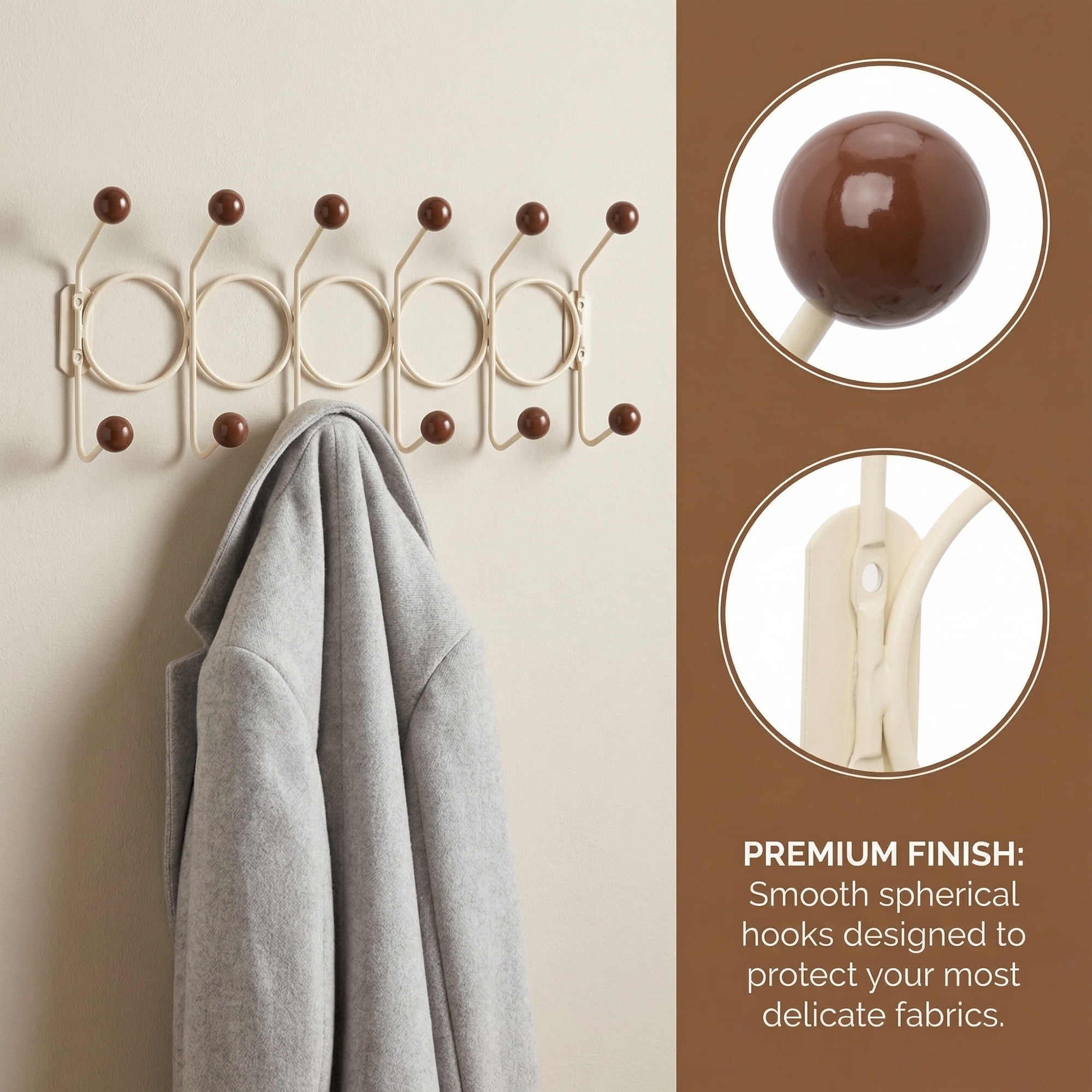 Unique Bargains Coat Rack Wall Mount with 12 Hooks for Entryway Bathroom Brown 43.5"x16.5"