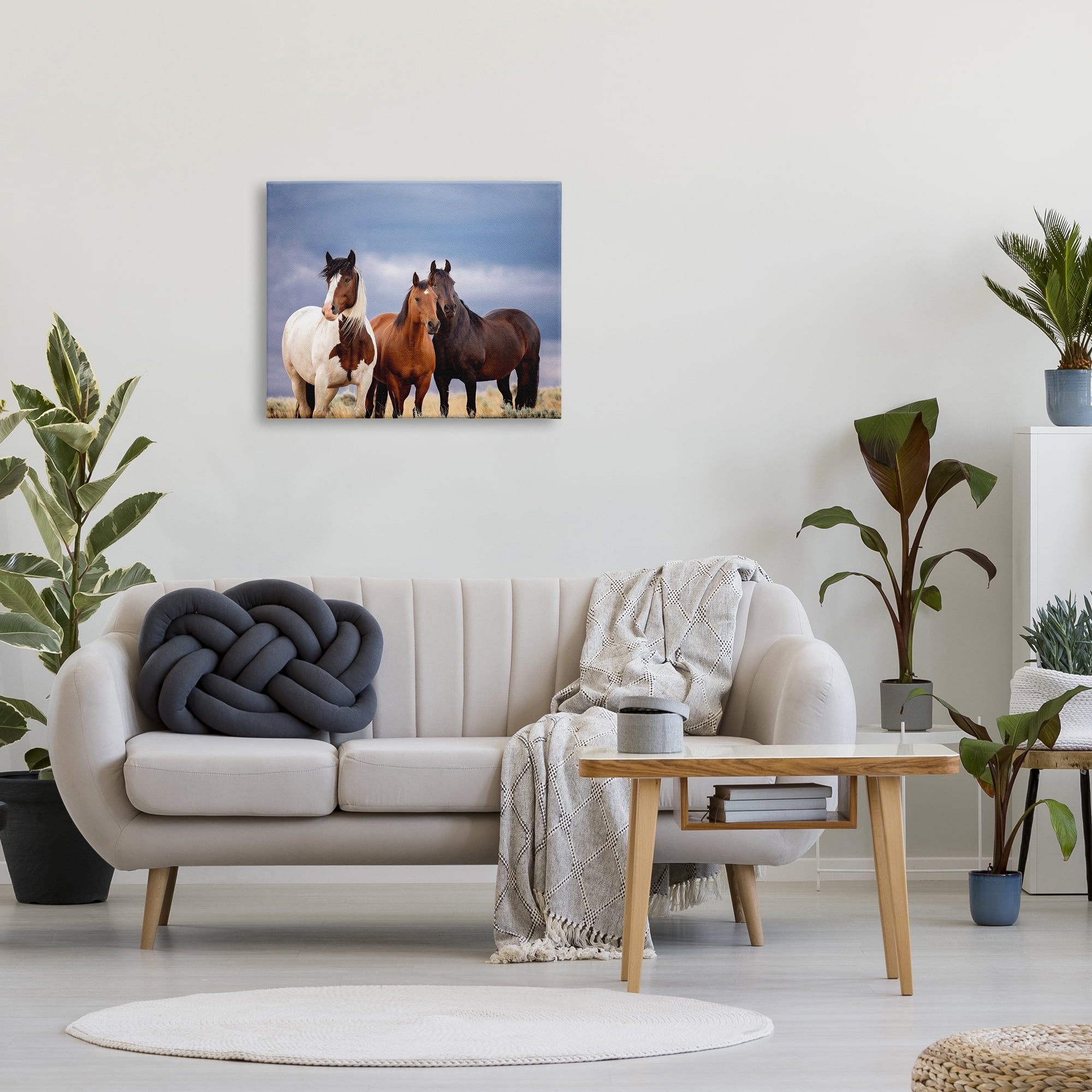 Stupell Industries Horse Trio Under Clouds Animals & Insects Photography Gallery Wrapped Canvas Art Print Wall Art, 30 x 24