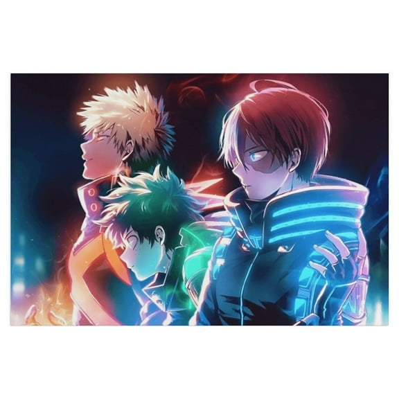 Deku Bakugo Todoroki Hero Canvas Art Posters for Bedroom Living Room Bathroom Wall Decor Poster Unframe 12x18inch