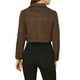 thumbnail image 3 of Chaqueta de moto recortada de ante sintético con cuello de solapa para mujer INSPIRE CHIC XL Café, 3 of 8