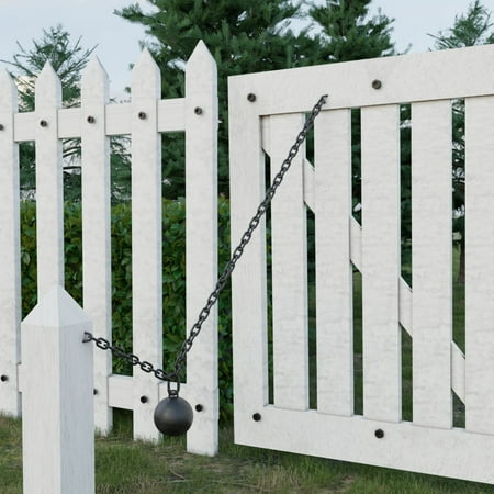 Renovators Supply Black Cast Iron Cannonball Weight Automatic Gate Closer w/5 ft. L Galvanized Chain