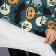 thumbnail image 3 of Oversized Wearable Blanket Hoodie,Halloween Spooky Icons Pattern Sherpa Blanket Hoodie with Super Pockets,Super Warm Fuzzy Pullover for Women & Men, 3 of 6