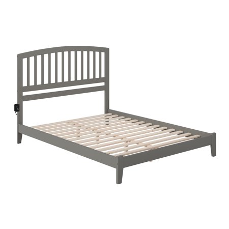 AFI Richmond King Low Profile Wood Platform Bed Frame with Slatted Headboard  Grey