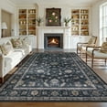 thumbnail image 2 of Lahome Decor Floral Area Rug 6'x9', Machine Washable Rugs for Living Room, Non Slip Rug with Vintage Printed, Low Pile Carpet for Bedroom Dining Room Home Office, Black, 2 of 9