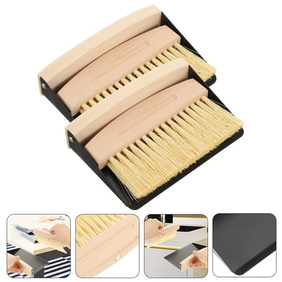 WHAMVOX 2 Sets Desktop Broom Kit for Keyboard Debris Removal with Beech and Nylon Material