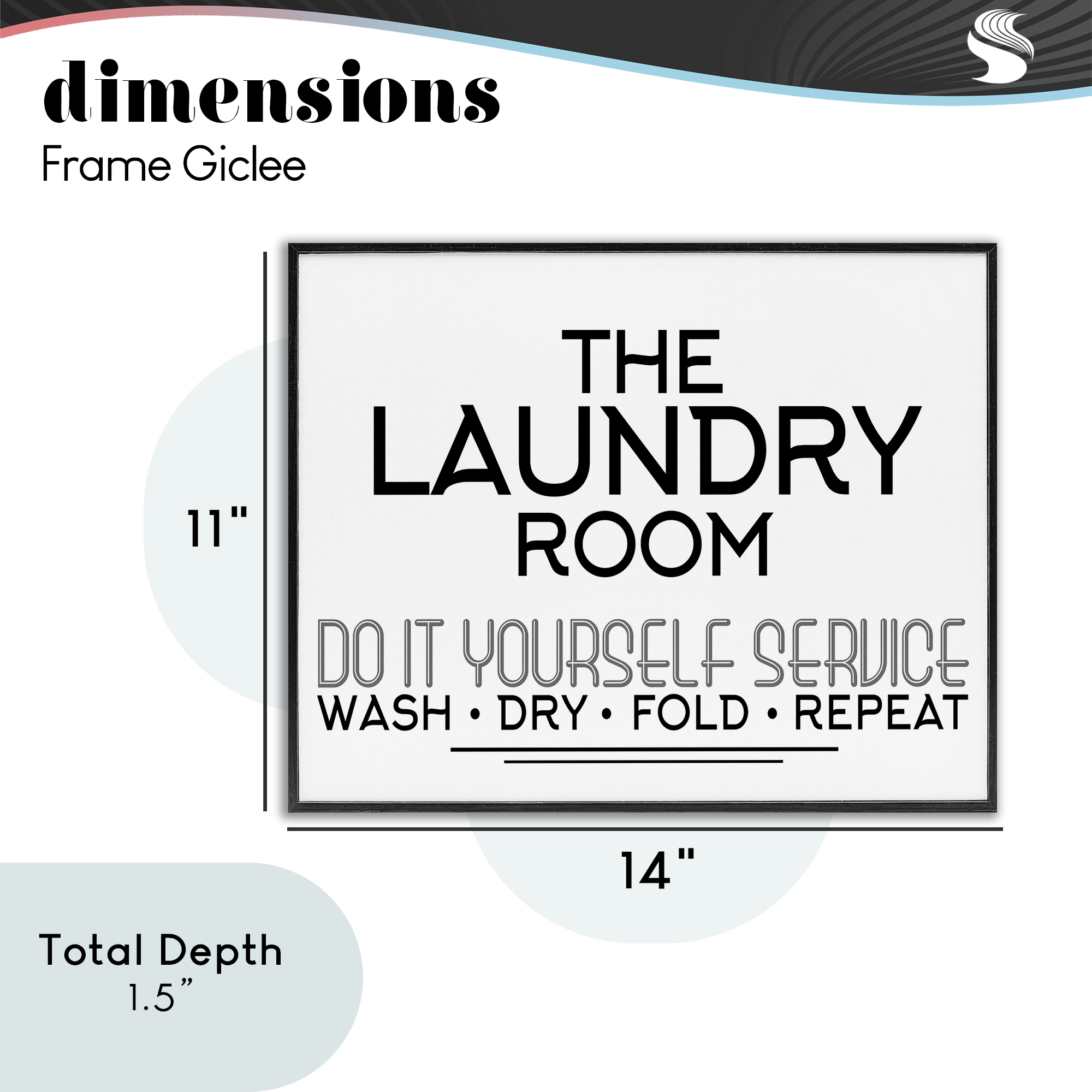 Do It Yourself Laundry Minimal Black Framed Giclee Art, design by Kim Allen
