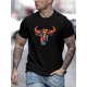 thumbnail image 1 of Colorful Stylish Bull Print, Men's Casual Comfy Crew Neck Short Sleeve T-shirt, Men's Trendy Clothes Outdoor, Men's Breathable Tops For Summer Tee For Adult, Men, Women, Teen, Teenager, Adolescent, Y, 1 of 5
