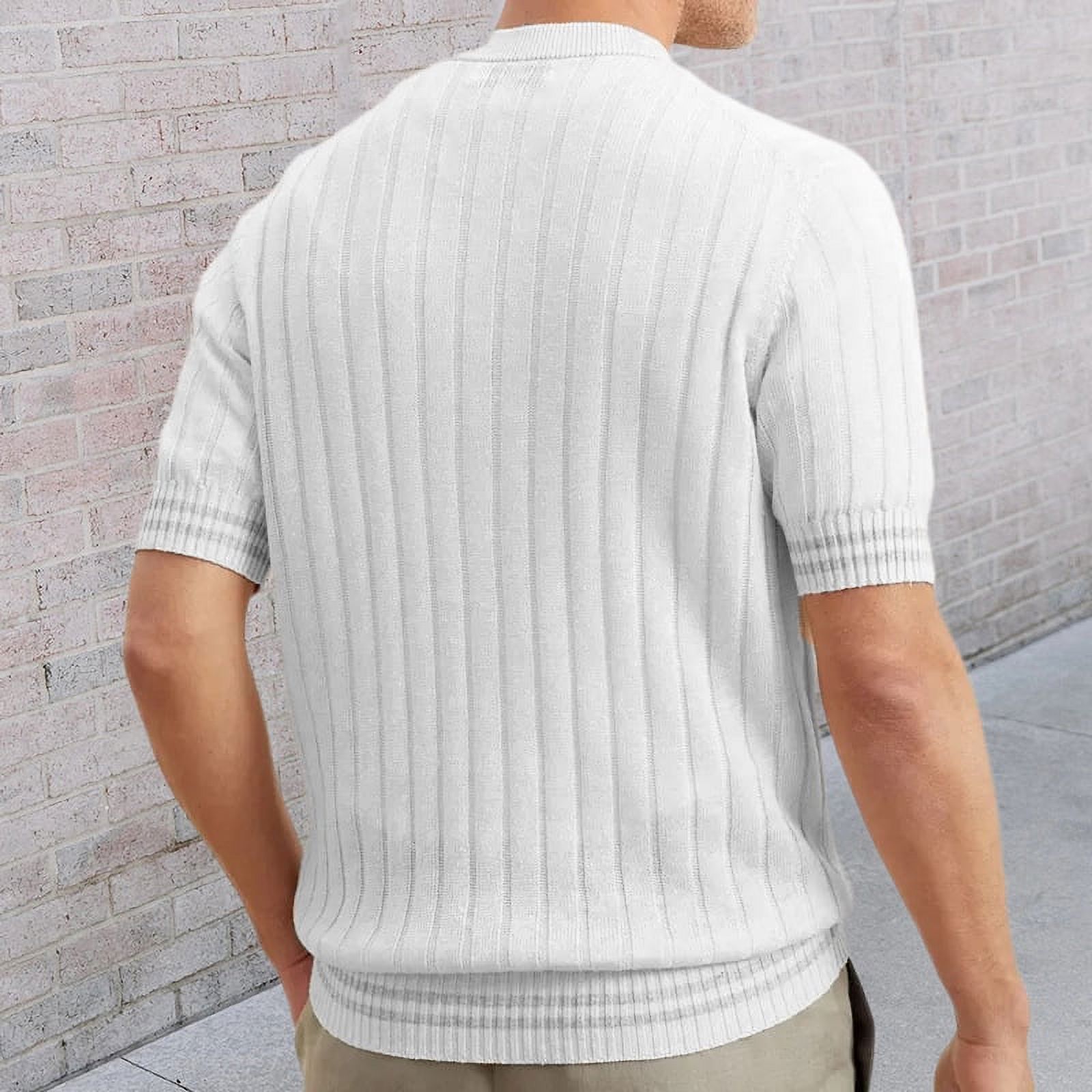 Men's shirt lapel short-sleeved slim knitted sweater spring and summer ...