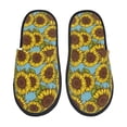 thumbnail image 2 of KLL Sunflowers Slippers for Women Men House Slip on Indoor Outdoor Bedroom Furry Fleece Lined Ladies Comfy Anti-Skid Rubber Hard Sole-Medium, 2 of 8