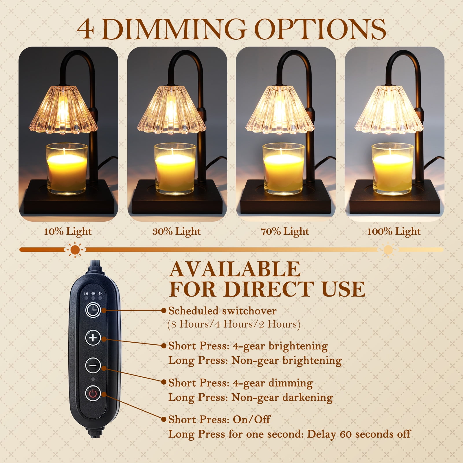 UNTIMATY Candle Warmer Lamp, Adjustable Height Candle Warmer with Timer, Dimmable, Home Decor Wax Me(图3)