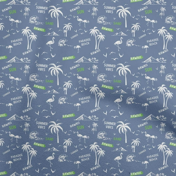 oneOone Georgette Viscose Dark Navy Blue Fabric Beach Hawaii Conversational Craft Projects Decor Fabric Printed By The Yard 42 Inch Wide