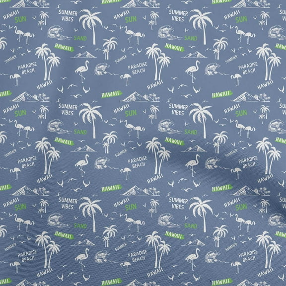 oneOone Polyester Spandex Dark Navy Blue Fabric Beach Hawaii Conversational Craft Projects Decor Fabric Printed By The Yard 56 Inch Wide