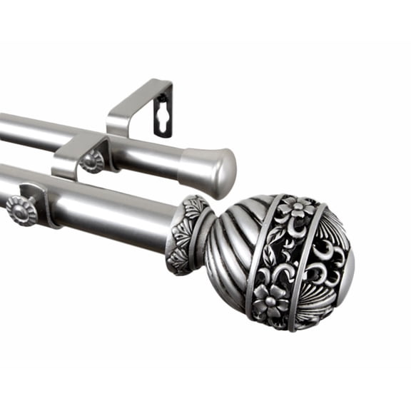 Home Decorative Lanette Double Curtain Rod 160-240" - Satin Nickel