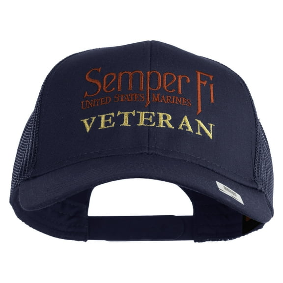 United States Marines Semper Fi Veteran Embroidered Solid Cotton Twill Mesh Prostyle Cap - Navy OSFM