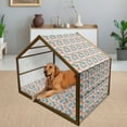 thumbnail image 2 of Geometric Pet House, Soft Toned Overlap Circles Mosaic Birthday Party Pastel Design, Outdoor & Indoor Portable Dog Kennel with Pillow and Cover, 5 Sizes, Peach Coral Blue, by Ambesonne, 2 of 4