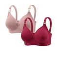 thumbnail image 2 of YOIAVAIOY 2 PC Wireless Push Up Bras for Women Front Closure Full Coverage Bra with No Underwire Extra Foam Padding for Added Shape Pink M, 2 of 5