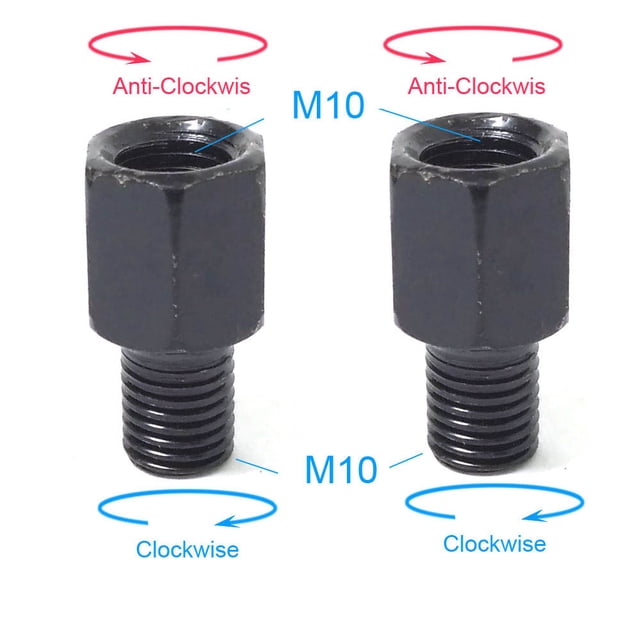 Suitable for Par de adaptadores negros for espejos retrovisores de motocicleta M10, 10 mm, M8, 8 mm, con perno de conversión, rosca derecha/izquierda en sentido horario/antihorario.
