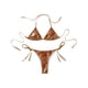 thumbnail image 5 of Traje de baño minibikini con cordones brillantes y metalizados para mujer, top de copa triangular acolchado con braguitas, traje de baño sexy de 2 piezas para playa, 5 of 5
