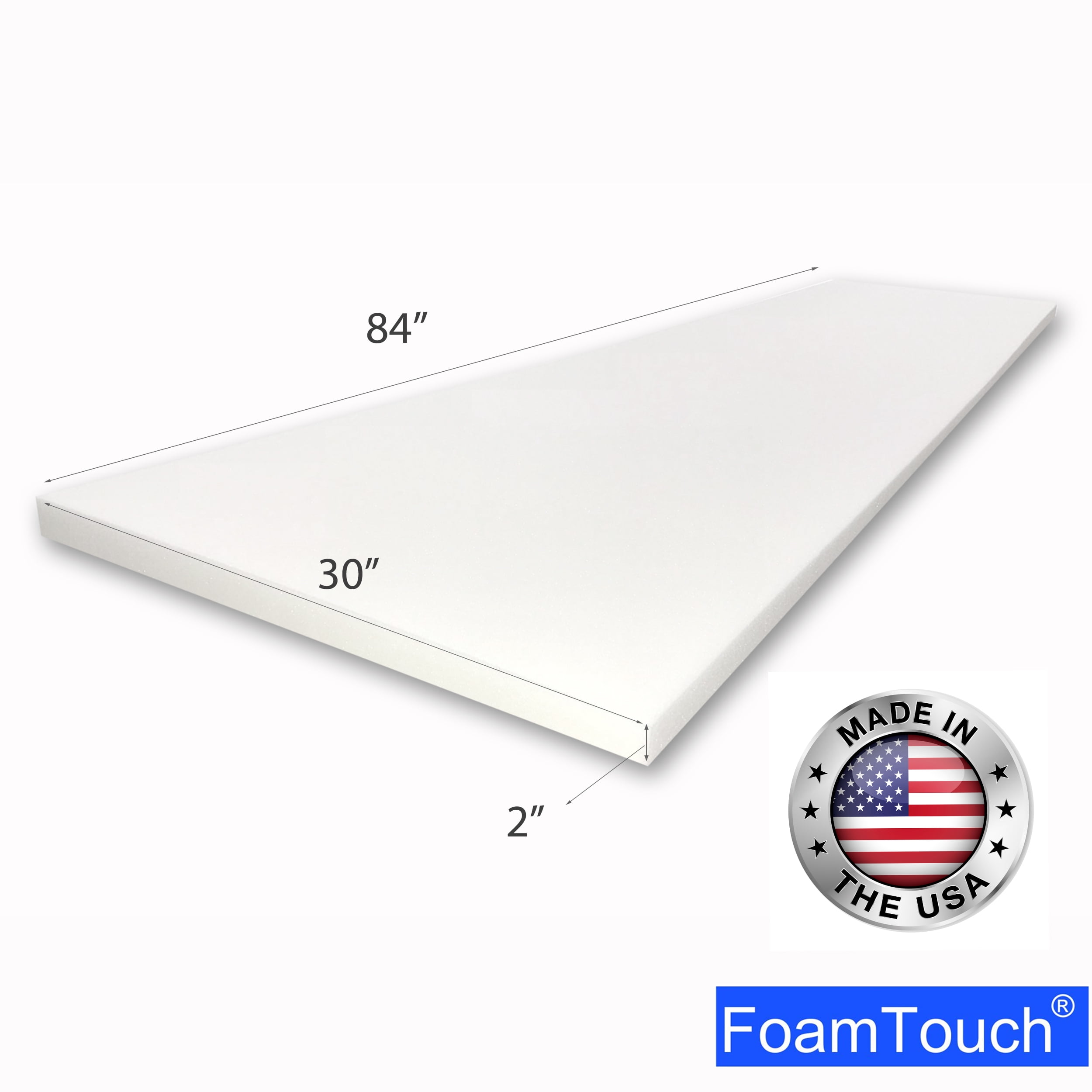 FoamTouch Upholstery Foam Cushion 2'' L x 30'' W x 72'' H Medium Density