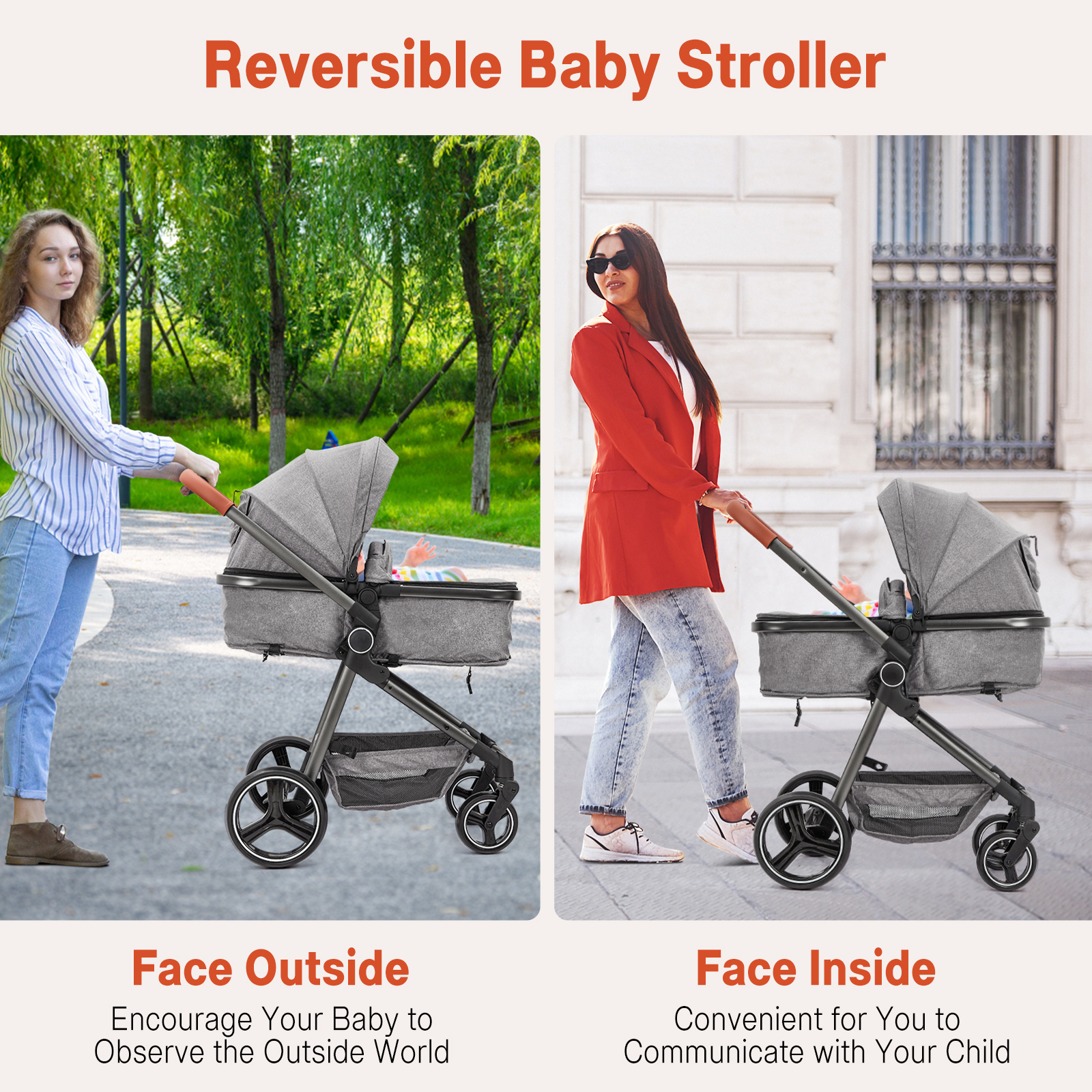 EastVita 2 in 1 Convertible Baby Stroller,Foldable Pushchair Newborn ...